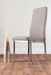 FurnitureboxUK Carson White Marble Effect Dining Table & 4 Milan Chrome Leg Chairs in Beige - thumbnail 3