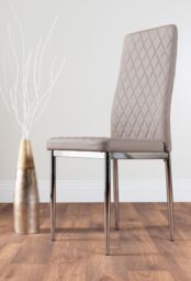 FurnitureboxUK Carson White Marble Effect Dining Table & 4 Milan Chrome Leg Chairs in Beige - thumbnail 9