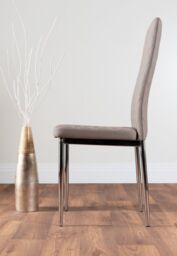 FurnitureboxUK Carson White Marble Effect Dining Table & 4 Milan Chrome Leg Chairs in Beige - thumbnail 5