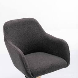 STILVORA Velvet Swivel Chair with Adjustable Height & Gold Base in Dark Grey - thumbnail 8