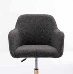 STILVORA Velvet Swivel Chair with Adjustable Height & Gold Base in Dark Grey - thumbnail 6