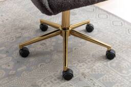 STILVORA Velvet Swivel Chair with Adjustable Height & Gold Base in Dark Grey - thumbnail 9