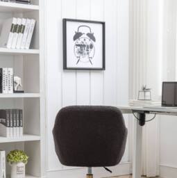 STILVORA Velvet Swivel Chair with Adjustable Height & Gold Base in Dark Grey - thumbnail 7