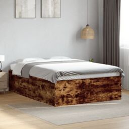Berkfield Home Bed Frame without Mattress Smoked Oak 120x190 cm Small Double in Brown - thumbnail 1