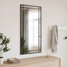 Berkfield Home Wall Mirror Black 50x100 cm Rectangle Iron - thumbnail 2