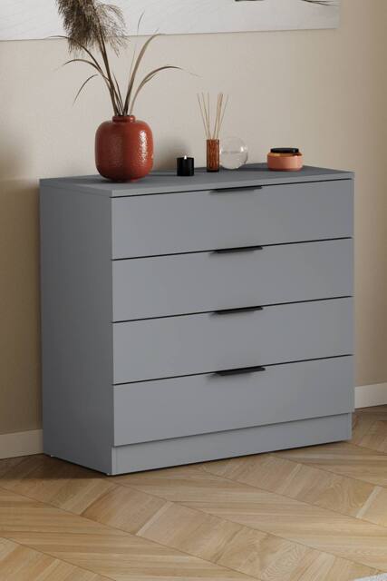 Home Discount Vida Designs Trega 4 Drawer Chest of Drawers Space Saving Bedroom in Grey - image 1