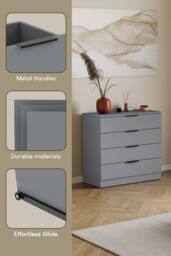 Home Discount Vida Designs Trega 4 Drawer Chest of Drawers Space Saving Bedroom in Grey - thumbnail 3