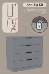 Home Discount Vida Designs Trega 4 Drawer Chest of Drawers Space Saving Bedroom in Grey - thumbnail 5