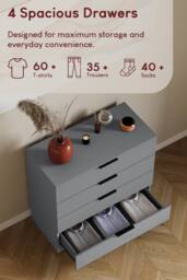 Home Discount Vida Designs Trega 4 Drawer Chest of Drawers Space Saving Bedroom in Grey - thumbnail 4