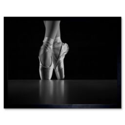 "Artery8 Wall Art Print En Pointe Ballerina Dancer Ballet Shoes Dancing Black & White Photograph Art Framed - Size: W12"" x H16""" - thumbnail 1