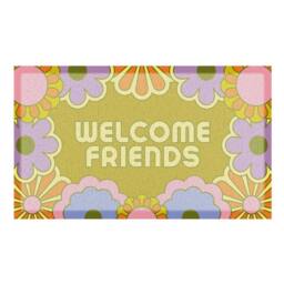 Artsy Mats Elizabeth Olwen Welcome Friends Indoor/Outdoor Doormat (70x40cm) in Yellow - Size: 40 cm x 70 cm - thumbnail 2