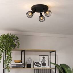 Eglo Sonnino Black Steel Caged Wire 3-Light Spotlight - thumbnail 1
