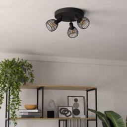 Eglo Sonnino Black Steel Caged Wire 3-Light Spotlight - thumbnail 2
