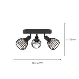 Eglo Sonnino Black Steel Caged Wire 3-Light Spotlight - thumbnail 5