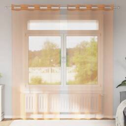 EONLION Voile Curtains Grommets 2pcs in Terracotta - Size: 100 cm