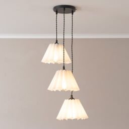 ValueLights Lauren White Pleated Shade 3 Drop Cluster Black Ceiling Pendant Light - thumbnail 1