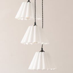 ValueLights Lauren White Pleated Shade 3 Drop Cluster Black Ceiling Pendant Light - thumbnail 4