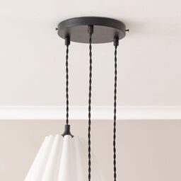 ValueLights Lauren White Pleated Shade 3 Drop Cluster Black Ceiling Pendant Light - thumbnail 5
