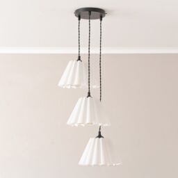 ValueLights Lauren White Pleated Shade 3 Drop Cluster Black Ceiling Pendant Light - thumbnail 3