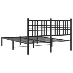 Berkfield Home Metal Bed Frame without Mattress with Headboard Black 120x190cm - Size: 120x190 cm - thumbnail 6