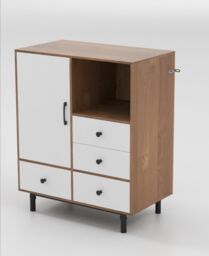 Costway Buffet Sideboard Modern Storage Cabinet w/ 4 Drawers in Natural - thumbnail 3