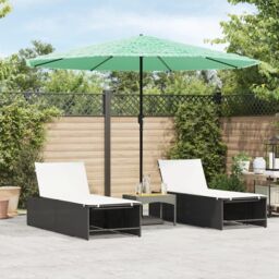 Berkfield Home Garden Parasol with Steel Pole Green 324x324x247 cm - Size: 324 x 324 x 247 cm
