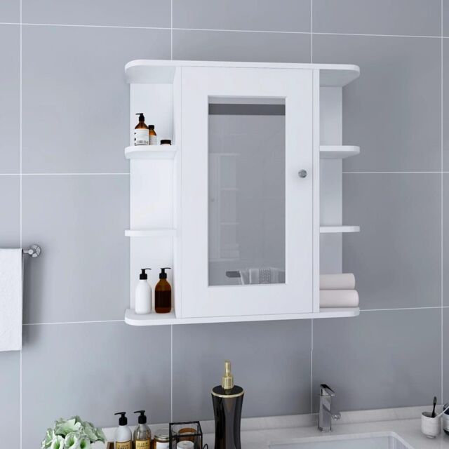 Berkfield Home Bathroom Mirror Cabinet White 66x17x63 cm MDF - Size: 66 x 17 x 63 cm - image 1