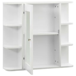 Berkfield Home Bathroom Mirror Cabinet White 66x17x63 cm MDF - Size: 66 x 17 x 63 cm - thumbnail 3