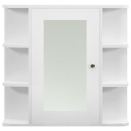 Berkfield Home Bathroom Mirror Cabinet White 66x17x63 cm MDF - Size: 66 x 17 x 63 cm - thumbnail 4