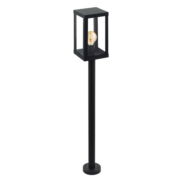 Loops IP44 Outdoor Bollard Light Black Zinc Plated Steel 1 x 60W E27 Bulb Post - image 1