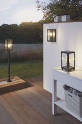 Loops IP44 Outdoor Bollard Light Black Zinc Plated Steel 1 x 60W E27 Bulb Post - thumbnail 3