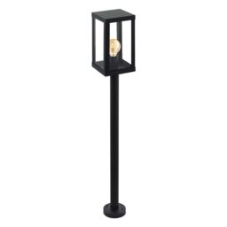 Loops IP44 Outdoor Bollard Light Black Zinc Plated Steel 1 x 60W E27 Bulb Post - thumbnail 1