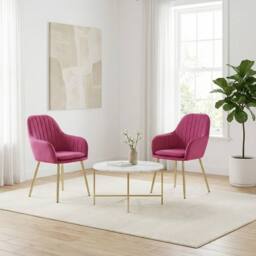Alivio Set of 2 Upholstered Velvet Dining Arm Chairs with Removable Cushion in Pink - thumbnail 6