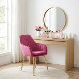 Alivio Set of 2 Upholstered Velvet Dining Arm Chairs with Removable Cushion in Pink - thumbnail 4