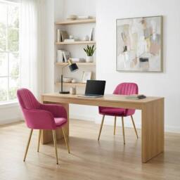 Alivio Set of 2 Upholstered Velvet Dining Arm Chairs with Removable Cushion in Pink - thumbnail 5