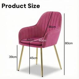 Alivio Set of 2 Upholstered Velvet Dining Arm Chairs with Removable Cushion in Pink - thumbnail 9