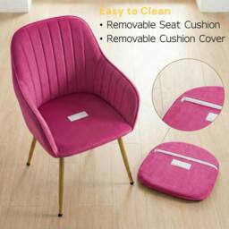 Alivio Set of 2 Upholstered Velvet Dining Arm Chairs with Removable Cushion in Pink - thumbnail 2
