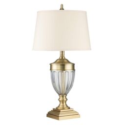 Netlighting Quoizel Dennison Table Lamp with Round Tapered Shade Brushed Brass in Yellow - thumbnail 2