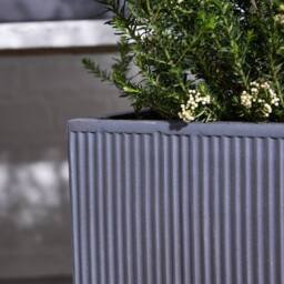 Dibor Large Slate Grey Ribbed Finish Fibre Clay Indoor Outdoor Garden Plant Pots Houseplant Flower Planter H37 x W37cm - thumbnail 3
