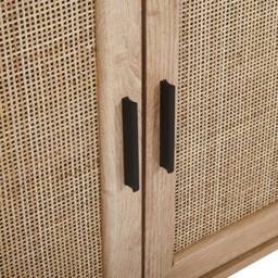 Wyld and Coco 3-Door Sideboard with Natural Rattan Front 76 x 120 cm Brown - thumbnail 7