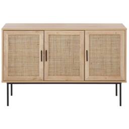 Wyld and Coco 3-Door Sideboard with Natural Rattan Front 76 x 120 cm Brown - thumbnail 6
