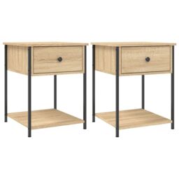 Berkfield Home Bedside Tables 2 pcs Sonoma Oak 44x45x58 cm Engineered Wood in Brown - Size: 44 x 45 x 58 cm - thumbnail 2