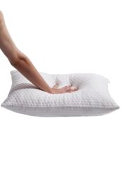 H&O Direct Standard Size Bamboo Fiber Fabric Shredded Memory Foam Adjustable Medium Bed Pillows in White - thumbnail 3