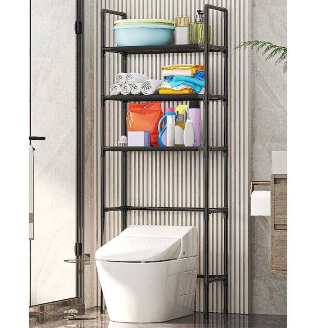 VOGREX Black Over The Toilet Storage Rack Cabinet Organizer Shelf - image 1