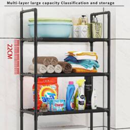 VOGREX Black Over The Toilet Storage Rack Cabinet Organizer Shelf - thumbnail 3