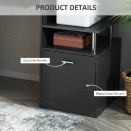 HOMCOM Wood Computer Desk Laptop Workstation PC Table Drawer Shelf Office in Black - thumbnail 6