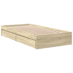Berkfield Home Bed Frame w/Drawers Frame Sonoma Oak 75x190 cm Small Single in Light Oak - thumbnail 6