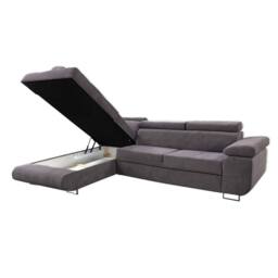 Sliding Wardrobes 4U Modern Plush Velvet Corner Sofa Convertible to Bed - Left Corner in Grey - thumbnail 2