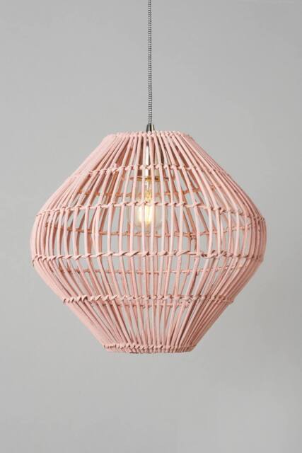 BHS Lighting Bobbin Herringbone Pendant Ceiling Light, Matte Pink - image 1