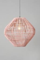 BHS Lighting Bobbin Herringbone Pendant Ceiling Light, Matte Pink